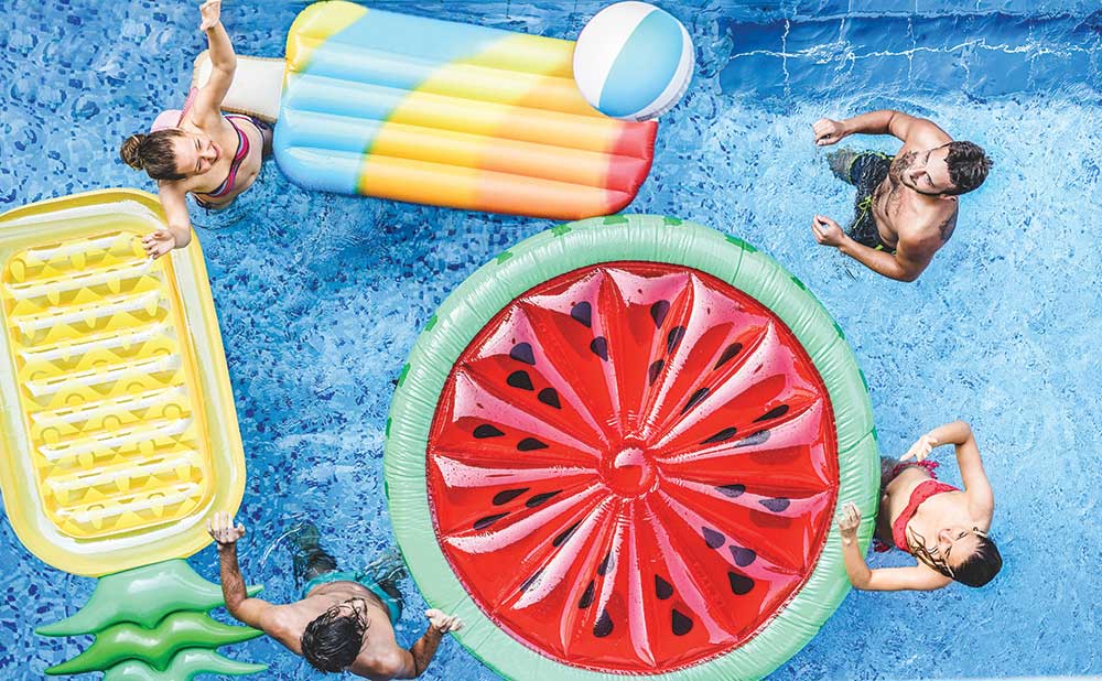 A family in their pool