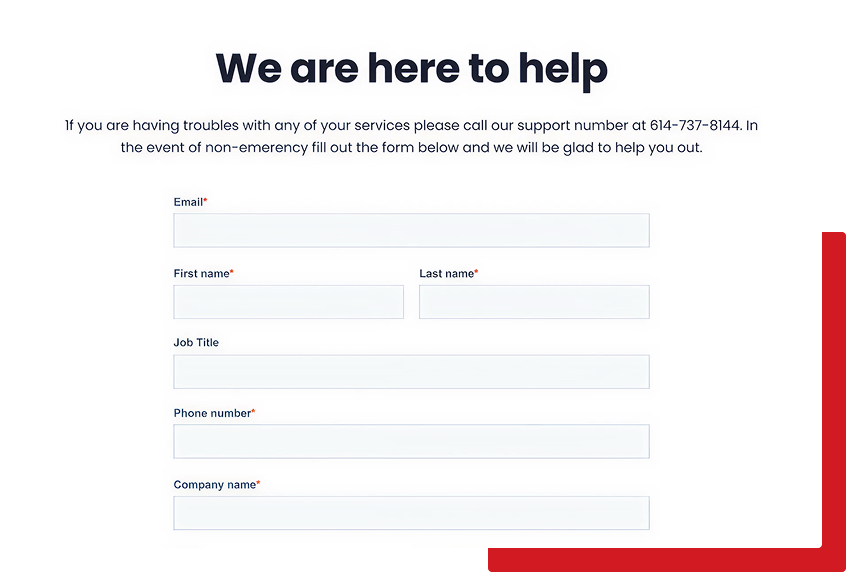 Preview screenshot of our contact us page